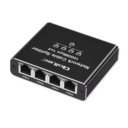 Elosztó ethernet elosztó mini kapcsoló 1x4 rj45 | 1000mb/s | usb-c | alumínium