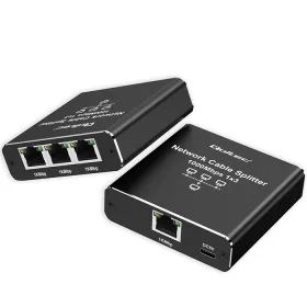   Elosztó ethernet elosztó mini kapcsoló 1x3 rj45 | 1000mb/s | usb-c | alumínium