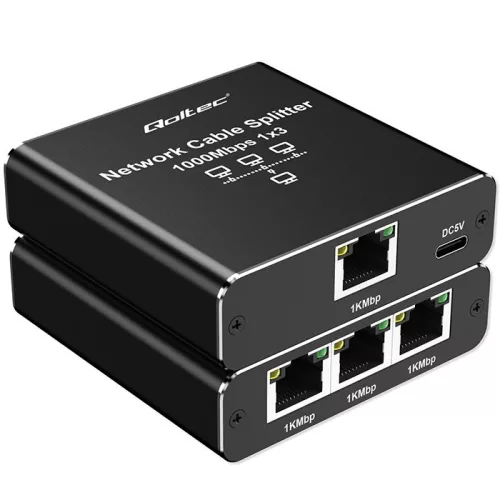 Elosztó ethernet elosztó mini kapcsoló 1x3 rj45 | 1000mb/s | usb-c | alumínium