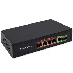   Hálózati switch gyors ethernet poe 4x rj45 poe 1x rj45 uplink 1x sfp | 65w | 1000mb/s