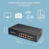Hálózati switch gyors ethernet poe 4x rj45 poe 1x rj45 uplink 1x sfp | 65w | 1000mb/s
