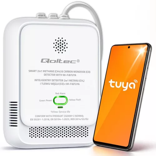 Földgáz- és szén-monoxid-szivárgásérzékelő | Tuya | Wi-Fi | 85dB-es riasztó | LED