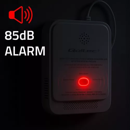 Földgáz- és szén-monoxid-szivárgásérzékelő | Tuya | Wi-Fi | 85dB-es riasztó | LED