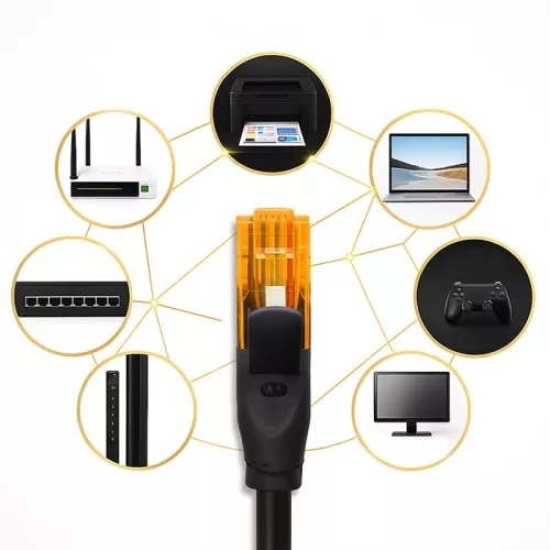 UTP patch kábel | cat.6 | 2 x RJ-45 | nagy sebességű 1gb/s | aranyozott érintkezők | 30m | fekete