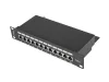 12 portos patchpanel, 1u, 10' hüvelykes, 6-os kategóriájú, árnyékolt, fekete