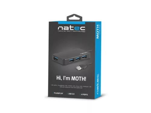 4 portos, fekete USB 3.0 hub, éjjellátó funkcióval