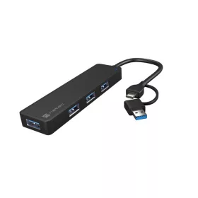 Mayfly 4 portos USB-C hub, fekete + USB-A adapter