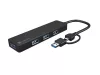 Mayfly 4 portos USB-C hub, fekete + USB-A adapter