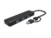 Mayfly 4 portos USB-C hub, fekete + USB-A adapter