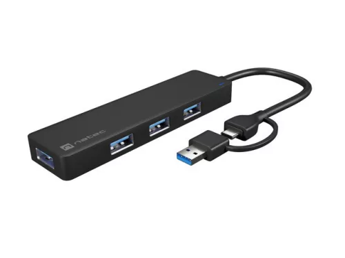 Mayfly 4 portos USB-C hub, fekete + USB-A adapter