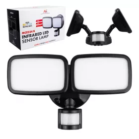   LED fali lámpa, PIR érzékelővel, MCE524B 20W, 1500lm, IP65. Semleges fehér 4000K, fekete