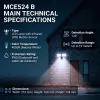 LED fali lámpa, PIR érzékelővel, MCE524B 20W, 1500lm, IP65. Semleges fehér 4000K, fekete