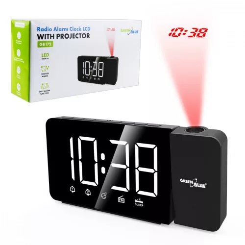 Digitális LED órás rádió GB172 FM rádió, ébresztő, 12/24 órás, USB 5V DC tápegység, CR2032