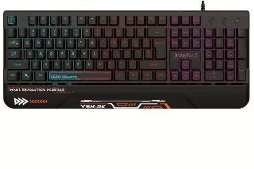 Shark teljes méretű RGB gamer billentyűzet beépített csuklótámasz vízálló kialakítással