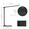 Lt-t10 fekete LED érintőképernyős asztali lámpa | 12 W | 3000-6500 K | 7 fényerő-szabályozási szint | 5 világítási mód