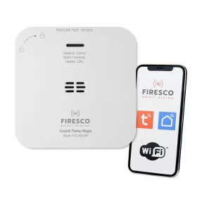   Tuya/WiFi szén-monoxid-érzékelő FCO-850 WF, Szén-monoxid-érzékelő Wi-Fi kommunikációval, Tuya / Smart Life, Autonóm szén-monoxid-érzékelő