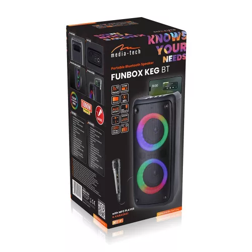 Funbox bt mt3181 hangszóró, bluetooth 5.0/tws/mp3/microsd/usb/aux/equalizer/jack 6.3/rgb/usb-c/rms 40w/pmpo 1000w