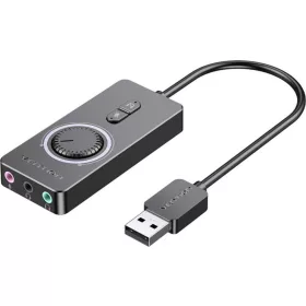  Külső hangkártya hangerőszabályzóval, 1 m-es USB 2.0 csatlakozóval