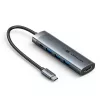 5 az 1-ben vention usb-c elosztó 100w PD 5gbps 4k@60hz ezüst