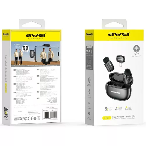 Lavalier mikrofon mk5 duo ai-voice fekete