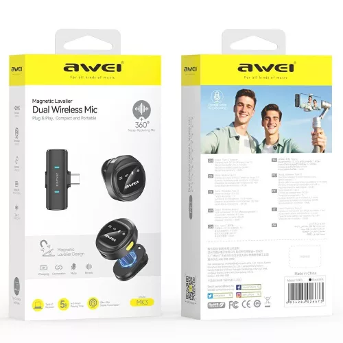 Lavalier mikrofon mk3 duo vezeték nélküli fekete