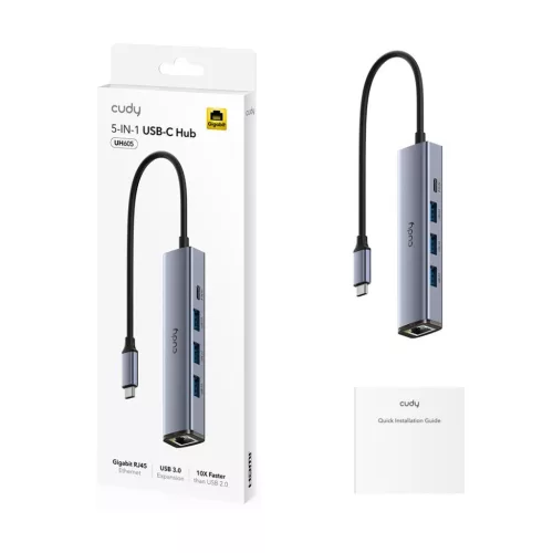 Cudy uh605 5 az 1-ben USB hub GBE-vel