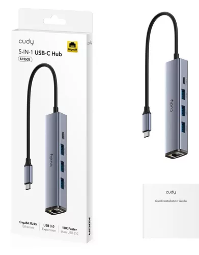 Cudy uh605 5 az 1-ben USB hub GBE-vel