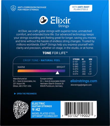 Elixir 12000 szuper könnyű (9-42) pw - elektromos gitárhúrok