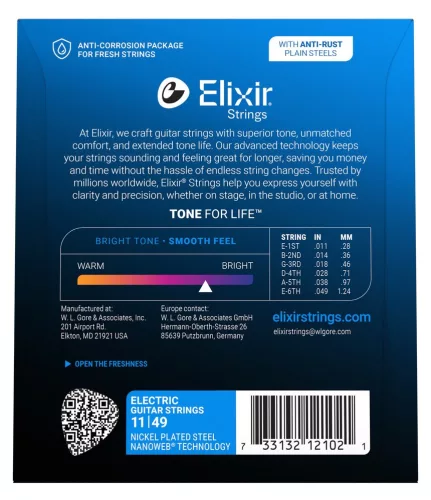 Elixir 12102 közepes (11-49) nw - elektromos gitárhúrok