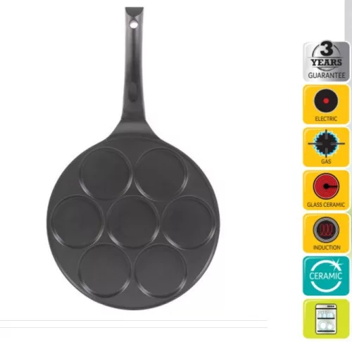 Alumínium serpenyő 7 palacsinta sütéséhez, tapadásmentes bevonattal, 27 cm