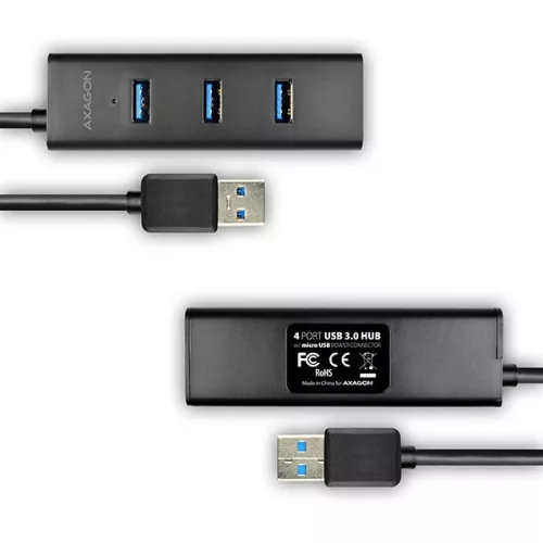 Hue-s2b hub 4 portos USB 3.2 gen 1 töltőhub, 30 cm-es kábel, microUSB kiegészítő tápegység