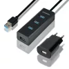 Hue-s2bp hub 4 portos USB 3.2 Gen 1 töltőhub 1,2 m-es kábellel, hálózati adapterrel