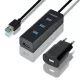 Hue-s2bp hub 4 portos USB 3.2 Gen 1 töltőhub 1,2 m-es kábellel, hálózati adapterrel