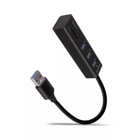   HMA-CR3A többportos hub 3x USB-A + SD/MicroSD, USB3.2 Gen 1 hub, fém, 20 cm-es USB-A kábel
