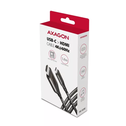 RVC-HI2MC aktív adapter USB-C -> HDMI 2.0 4k/60hz alumínium, 1,8 m-es kábellel