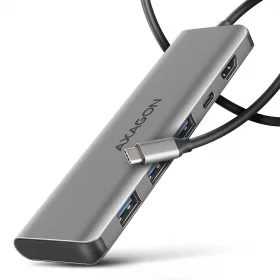  HMC-5H multiportos USB hub 5 az 1-ben, 5 Gbps, 3x USB-A, HDMI 4k/30Hz, PD 100W, 100cm USB-C kábel