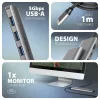 HMC-5H multiportos USB hub 5 az 1-ben, 5 Gbps, 3x USB-A, HDMI 4k/30Hz, PD 100W, 100cm USB-C kábel