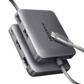   HMC-5HL multiportos USB hub 5 az 1-ben, 5 Gbps, 2x USB-A, HDMI 4k/60Hz, Glan, PD 100W, 15 cm-es USB-C kábel