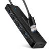 Hue-c1a 4 portos 5 Gbps sebességű utazó USB hub, USB-C tápbemenet, 19 cm-es A típusú kábel, USB-C kiegészítő tápellátás
