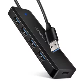   Hue-c1a 4 portos 5 Gbps sebességű utazó USB hub, USB-C tápbemenet, 19 cm-es A típusú kábel, USB-C kiegészítő tápellátás