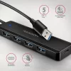 Hue-c1a 4 portos 5 Gbps sebességű utazó USB hub, USB-C tápbemenet, 19 cm-es A típusú kábel, USB-C kiegészítő tápellátás