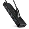 Hue-c1c 4 portos 5 Gbps utazó USB hub, USB-C tápbemenet, 19 cm-es C típusú kábel, USB-C kiegészítő tápellátás