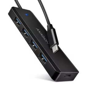   Hue-c1c 4 portos 5 Gbps utazó USB hub, USB-C tápbemenet, 19 cm-es C típusú kábel, USB-C kiegészítő tápellátás