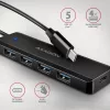 Hue-c1c 4 portos 5 Gbps utazó USB hub, USB-C tápbemenet, 19 cm-es C típusú kábel, USB-C kiegészítő tápellátás