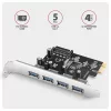 PCEU-430RS PCIe vezérlő 4x portos USB 3.2 Gen 1, UASP, Renesas chipset, 15 tűs SATA tápegység