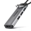 HMC-H3A multiportos USB hub 4 az 1-ben, 5 Gbps, 3x USB-A (2x USB2.0, 1x USB3.0) + HDMI 4k/30Hz, fém, 15 cm-es USB-C kábel