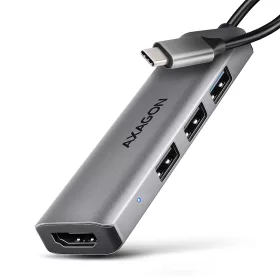  HMC-H3A multiportos USB hub 4 az 1-ben, 5 Gbps, 3x USB-A (2x USB2.0, 1x USB3.0) + HDMI 4k/30Hz, fém, 15 cm-es USB-C kábel