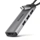 HMC-H3A multiportos USB hub 4 az 1-ben, 5 Gbps, 3x USB-A (2x USB2.0, 1x USB3.0) + HDMI 4k/30Hz, fém, 15 cm-es USB-C kábel