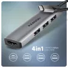 HMC-H3A multiportos USB hub 4 az 1-ben, 5 Gbps, 3x USB-A (2x USB2.0, 1x USB3.0) + HDMI 4k/30Hz, fém, 15 cm-es USB-C kábel