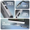 HMC-H3A multiportos USB hub 4 az 1-ben, 5 Gbps, 3x USB-A (2x USB2.0, 1x USB3.0) + HDMI 4k/30Hz, fém, 15 cm-es USB-C kábel